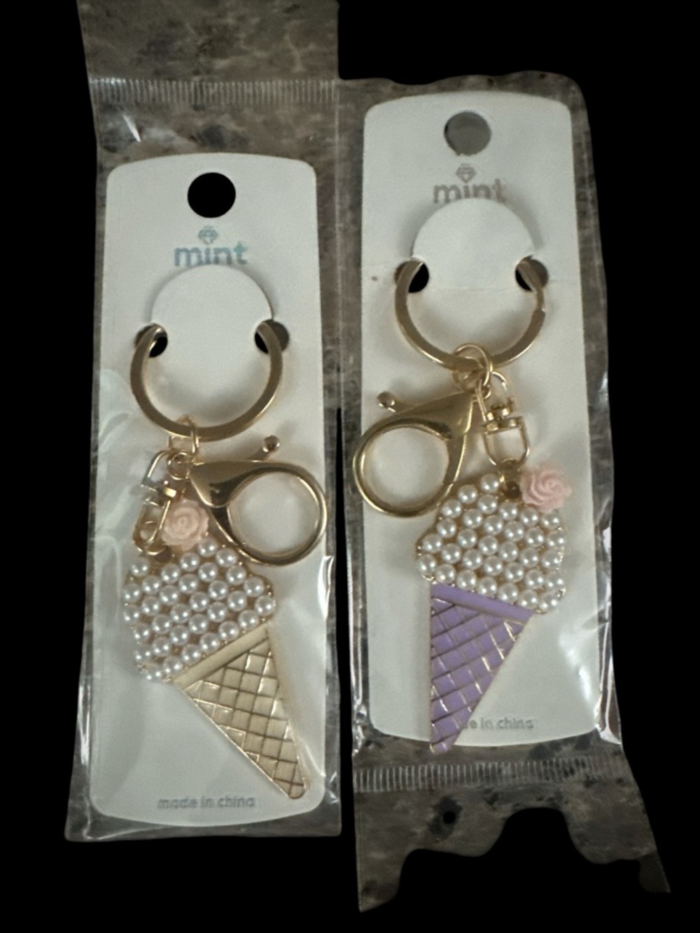 Mint Pearl Ice Cream Keychain/Bag Charm- Set of 2